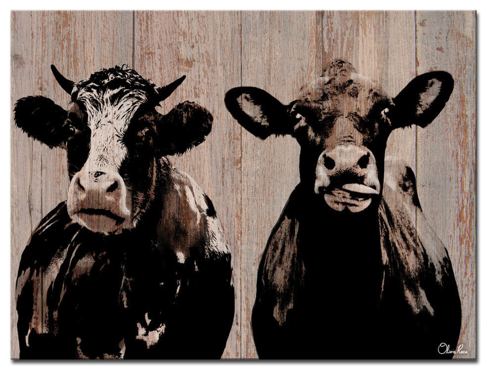 Ready2HangArt Farmhouse 'Cow Duo' Wrapped Canvas Animal Wall Art, 20"x16"