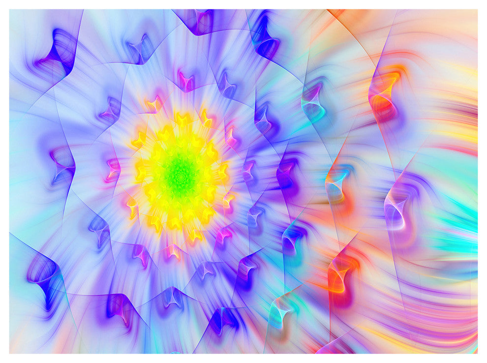 Large Yellow Alien Fractal Flower, Floral Canvas Art Print, 40"x30"
