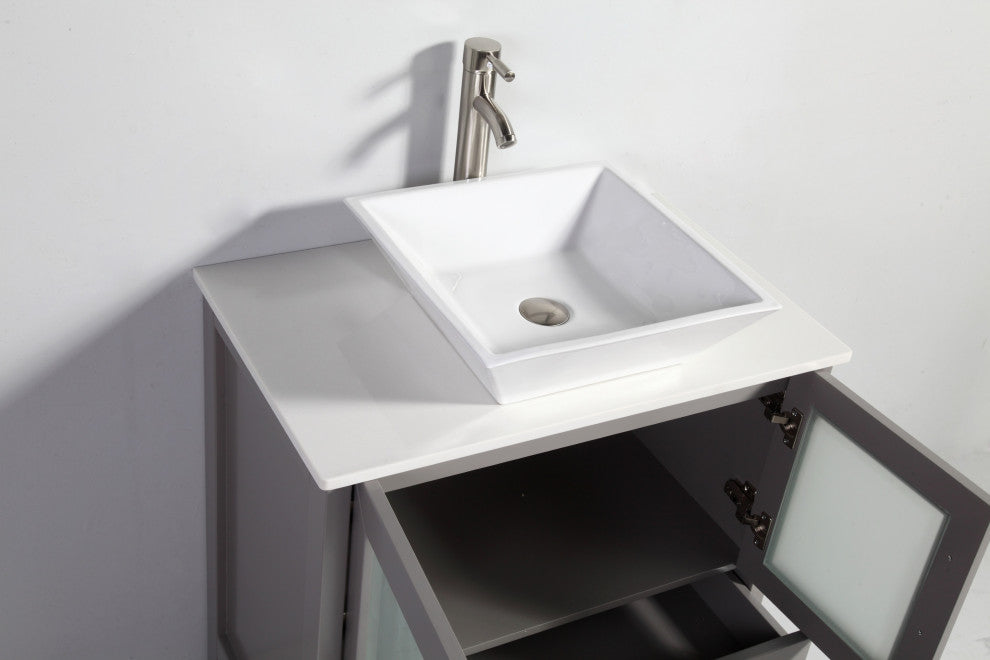 Vanity Art Vanity Set With Vessel Sink, Gray, 54", Standard Mirror