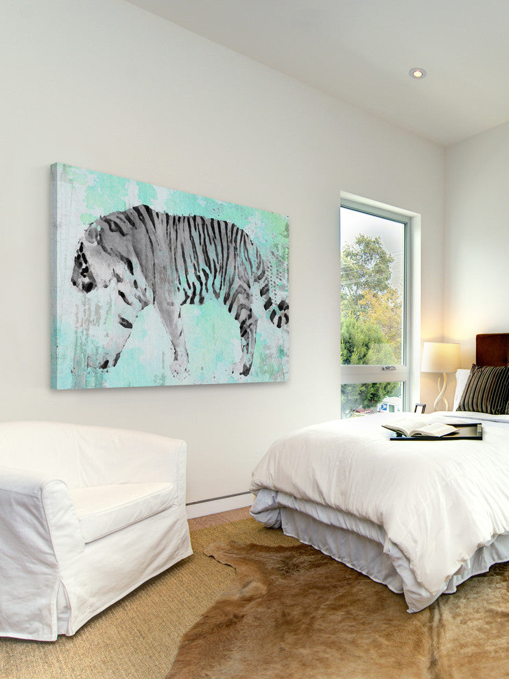 "White Tiger" Painting Print on Wrapped Canvas, 24x16