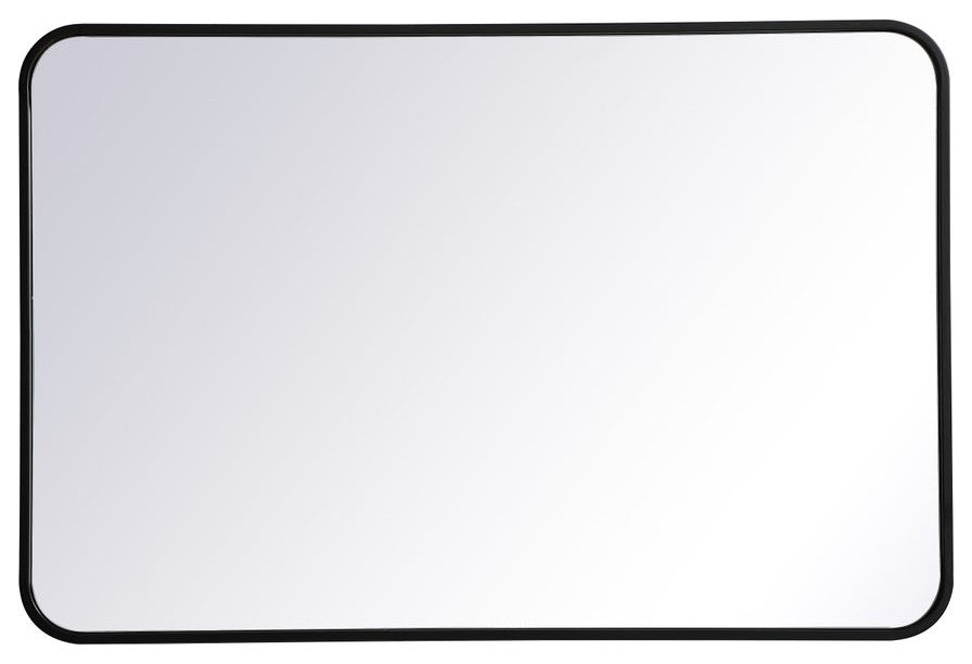 Ellis Soft Corner Metal Rectangular Mirror, Black, 24"x36"