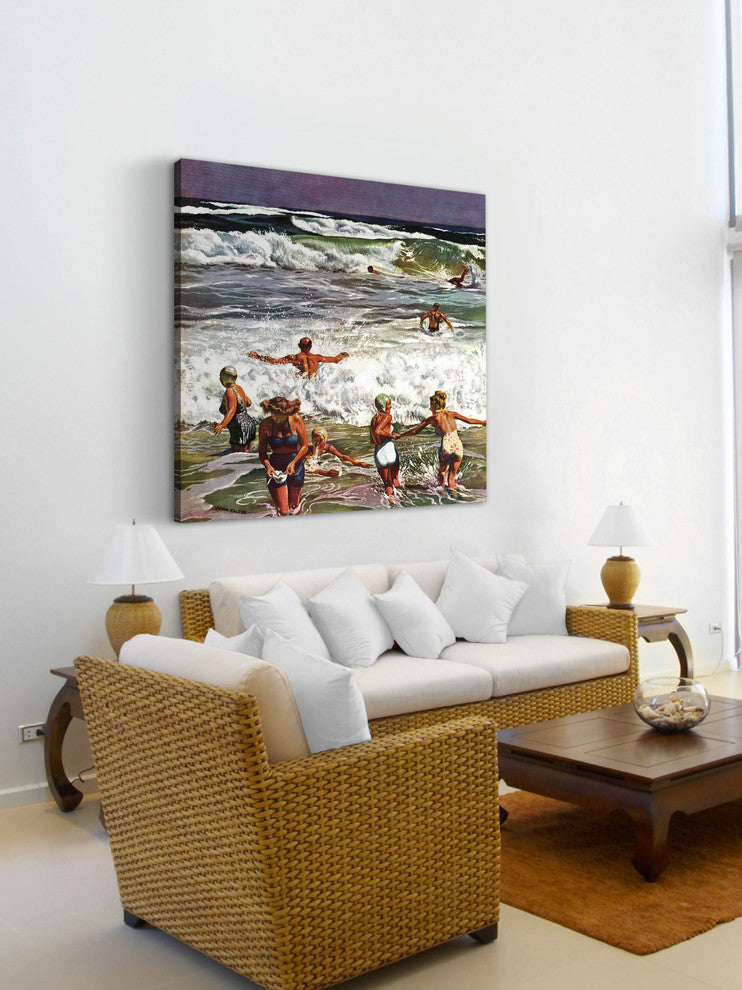 "Surf Swimming" Painting Print on Canvas by John Falter