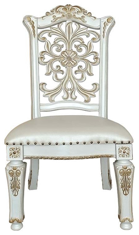 Acme Vendom Side Chair Set-2 PU and Antique Pearl Finish DN01347