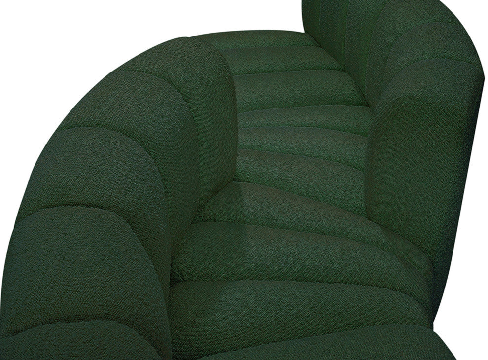 Arc Boucle Fabric Upholstered 4-Pc. Facing Modular Sectional, Green