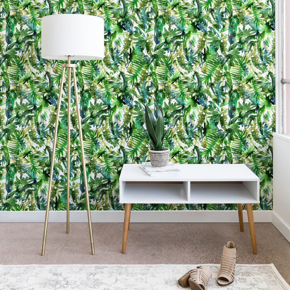 Deny Designs Schatzi Brown Vibe of the Jungle Green Wallpaper, Green, 2'x4'