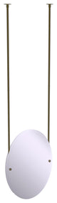 Frameless Oval Ceiling Hung Mirror with Beveled Edge, Antique Brass
