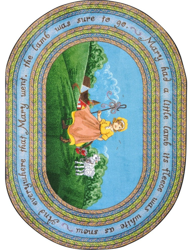 Kid Essentials Rug, Mary's Lamb, 3'10"x5'4" Oval