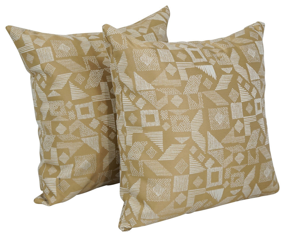 17" Jacquard Throw Pillows With Inserts, Set of 2, Nina Camel