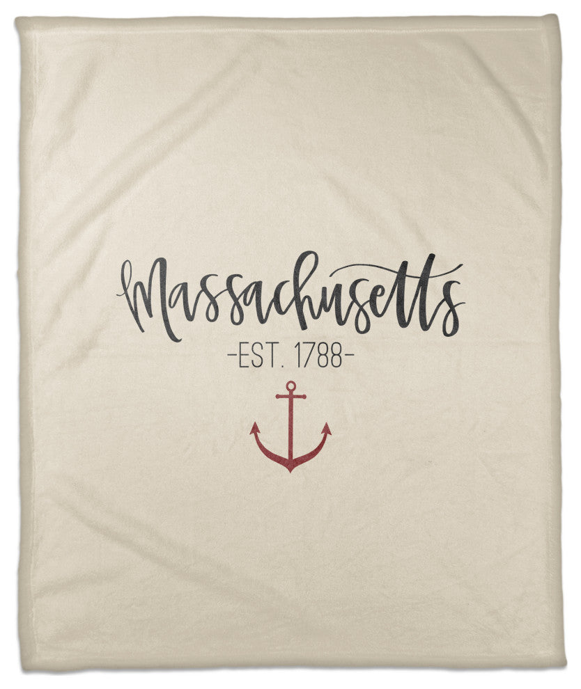 Massachusetts Established 50x60 Coral Fleece Blanket