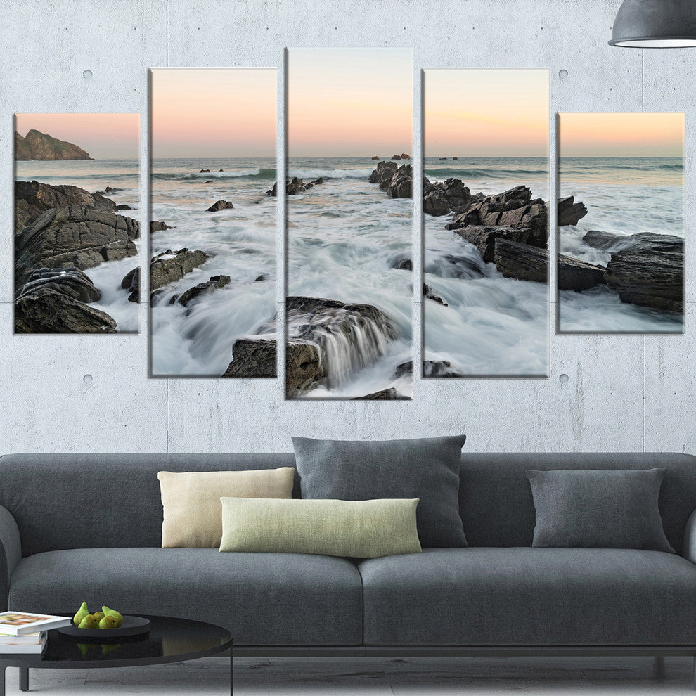 "Bay of Biscay Atlantic Coast Spain" Wall Art Landscape, 5 Panels, 60"x32"