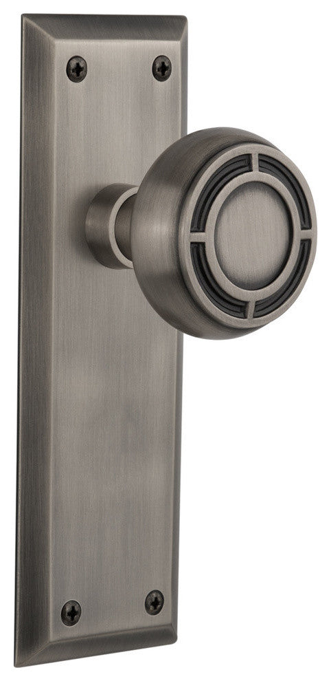 New York Plate Privacy Mission Knob, Antique Pewter