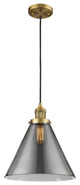 1-Light X-Large Cone 12" Pendant, Brushed Brass, Glass: Smoked