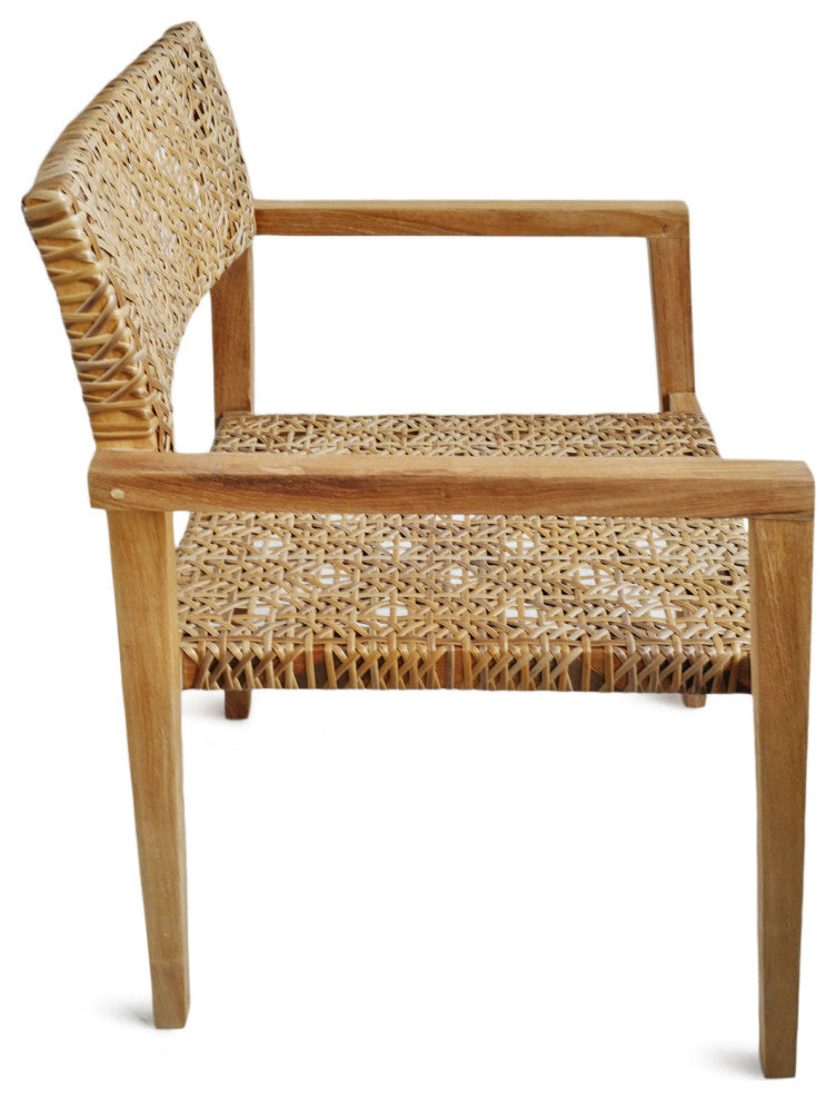 Outdoor Faux Rattan Teak Chair