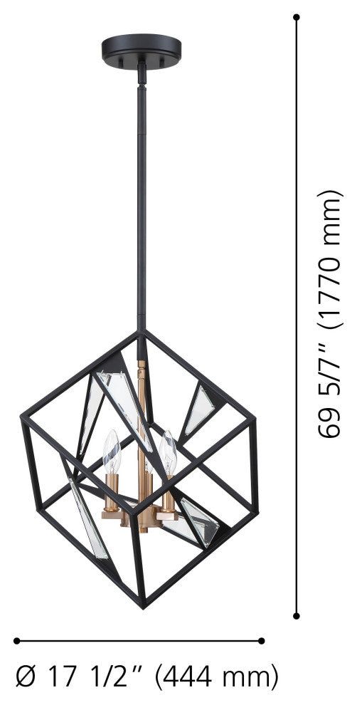 Corrietes - 3 Light Pendant - Matte Black - Clear