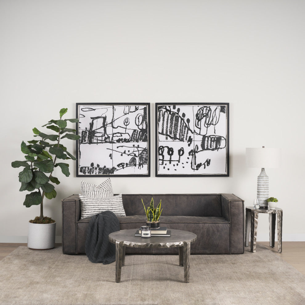 Jenna Cream With Black Print Linen Lumbar Decorative Pillow Cover