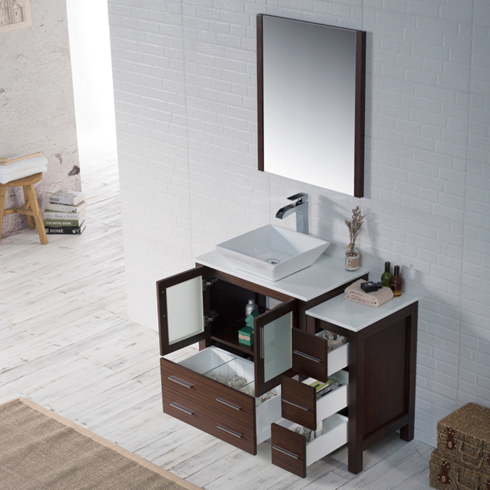 Sydney 42" Vanity Set With Vessel Sink and Side Cabinet