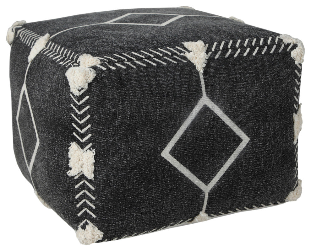 Textured Diamond Dash Pouf Ottoman