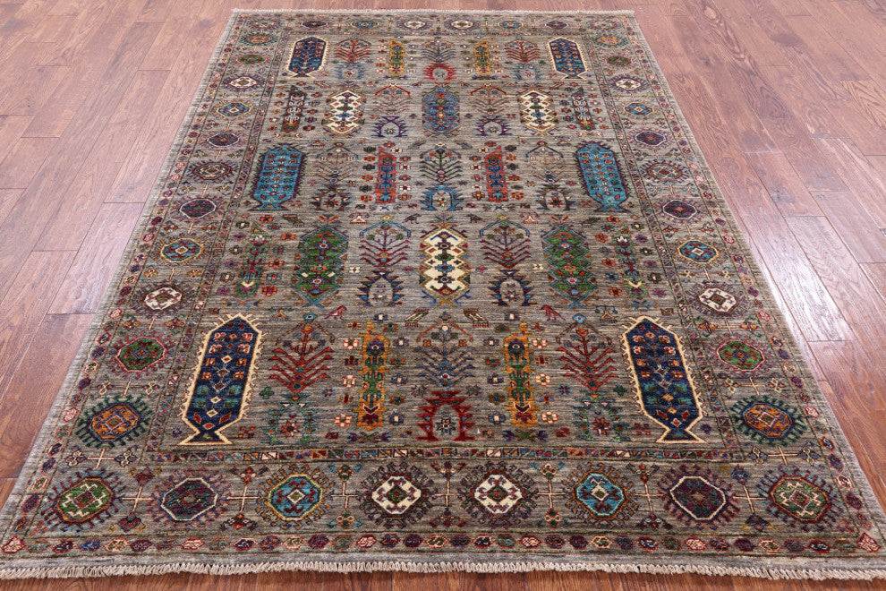 5' 9" X 8' 1" Fine Turkmen Ersari Hand-Knotted Rug - Q12218