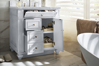 Bristol 30" Single Vanity, Bright White, w/ 3 CM Carrara Marble Top