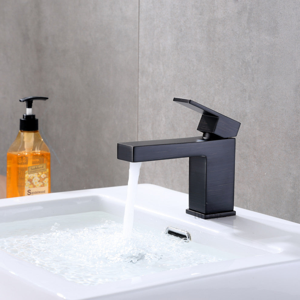 Luxier BSH05-S Single-Handle Bathroom Faucet with Drain, Oil Rubbed Bronze