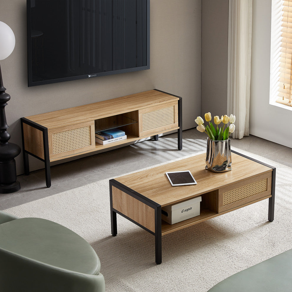 Lifestyle photo showing the cabinet in a living room setting.