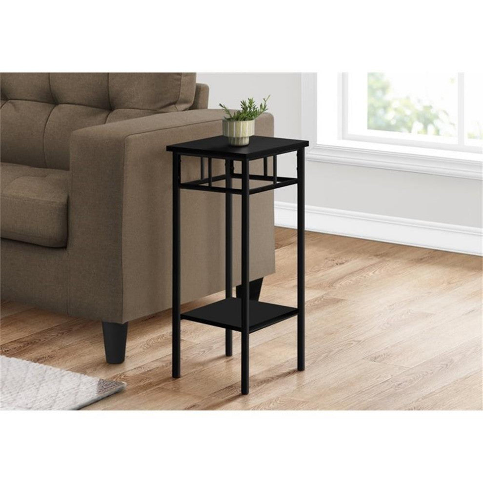Accent Table Side End Plant Stand Square Living Room Bedroom Metal Black