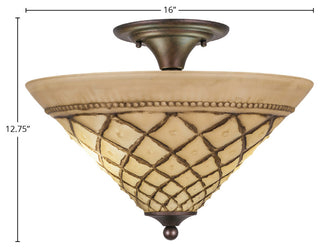 Semi-Flush 2-Light Semi-Flush Mount, Bronze/Chocolate Icing