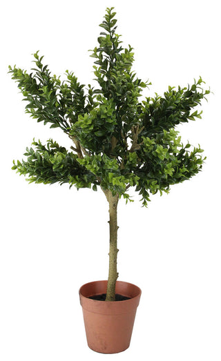 Full product shot on white background showing the potted artificial tree.