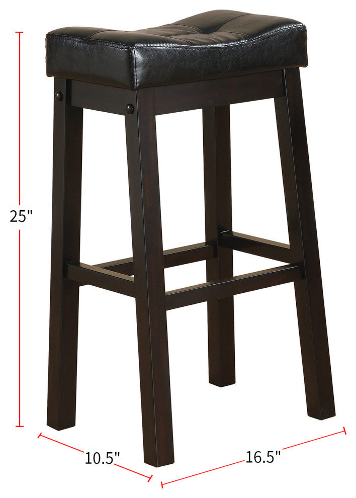 Set of 2 Bar Stools,, Black and Cappuccino