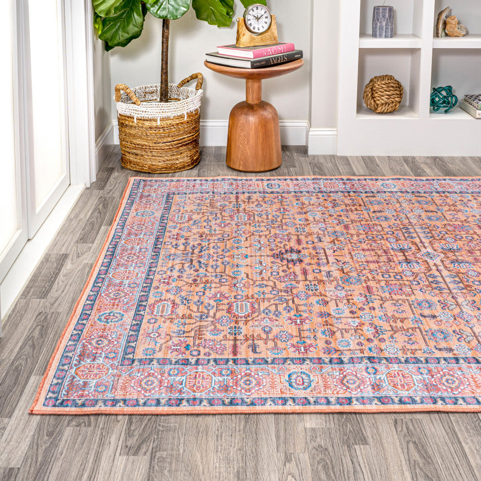 Kemer All-Over Persian Machine Washable Indoor Multi Area Rug, Multi, 8 X 10