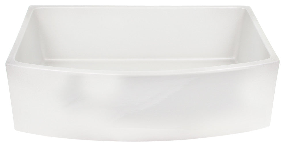 Nantucket Sinks' White Farmhouse Fireclay Sink, Curved Front, 33"