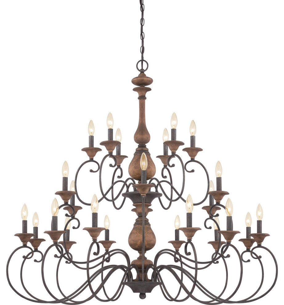 Auburn 24-Light Chandelier, Rustic Black