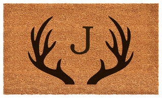 Calloway Mills Antler Monogram Doormat, 24"x48", Letter J