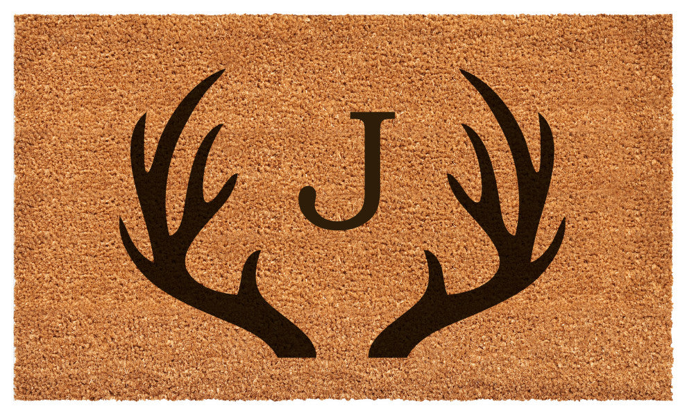 Calloway Mills Antler Monogram Doormat, 24"x48", Letter J