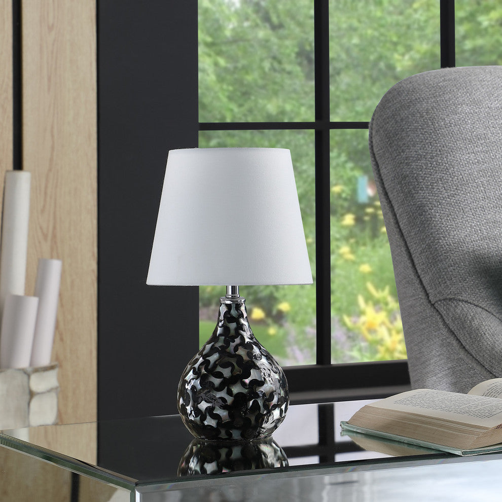 12" Modern Black And White Swirl Table Lamp
