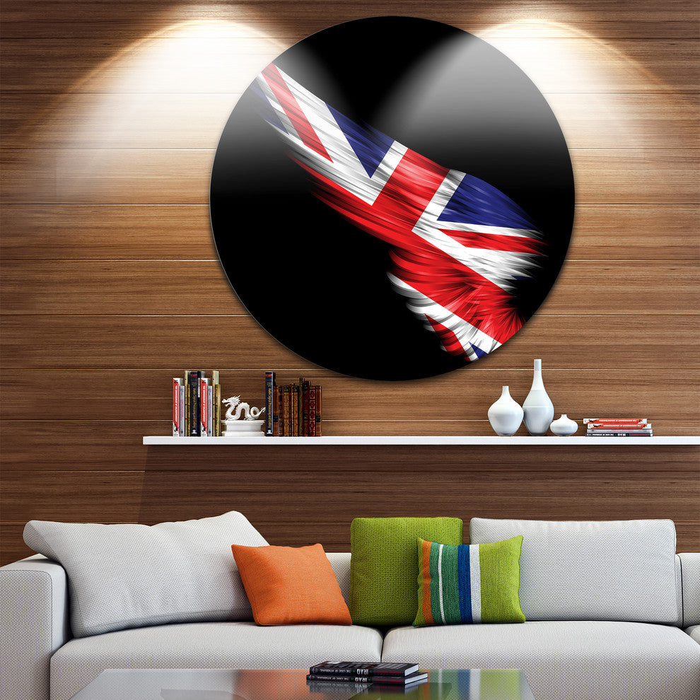 Wing With United Kingdom Flag, Digital Art Disc Metal Wall Art, 11"