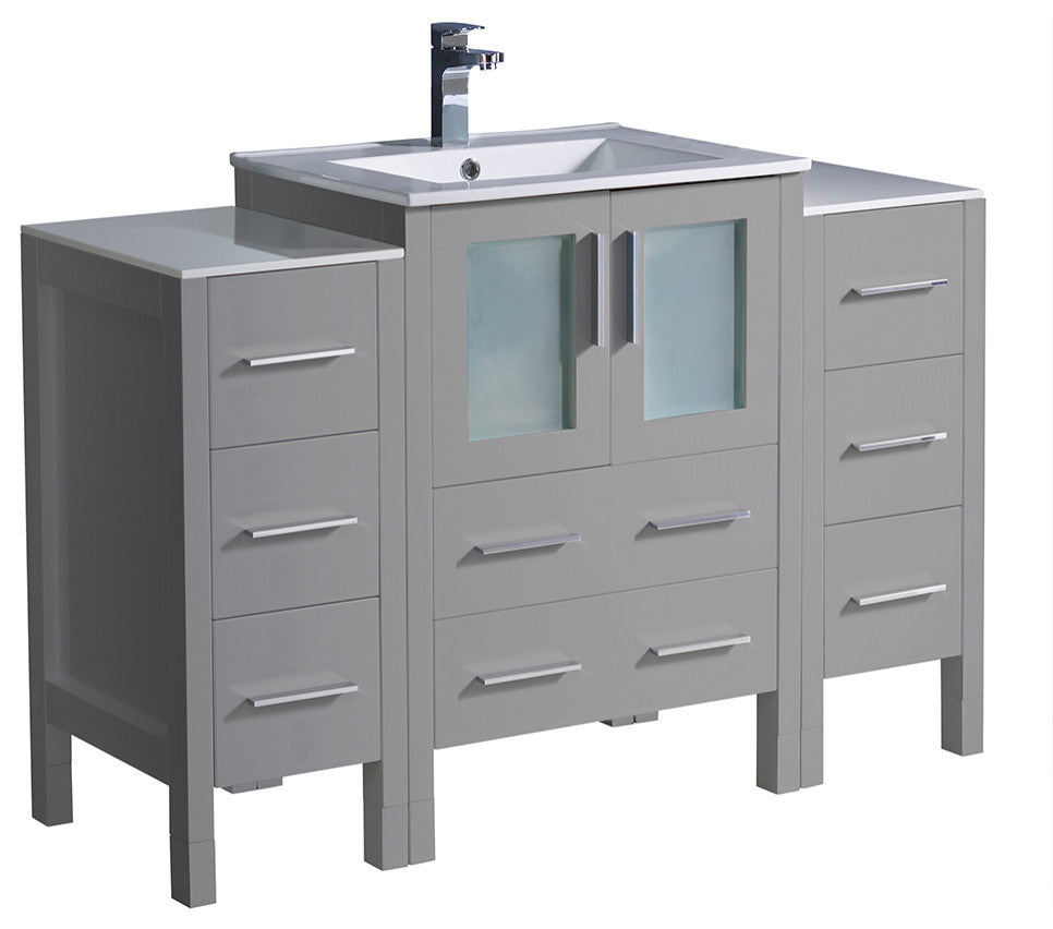 Torino Modern Bathroom Cabinets With Integrated Sink, Gray, 48"