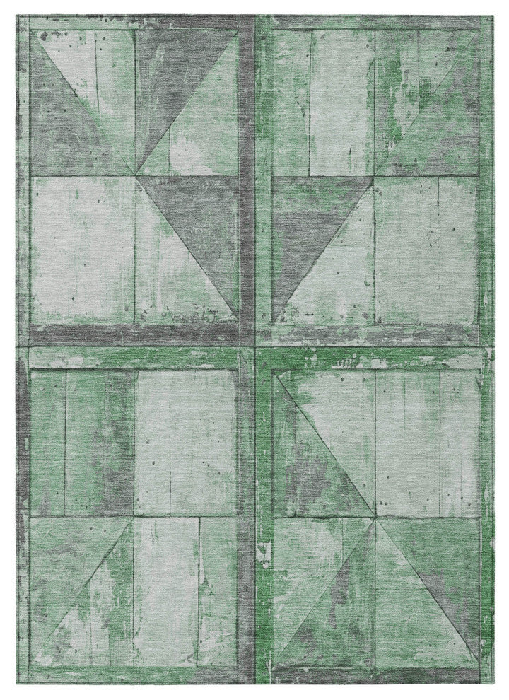 Machine Washable Indoor/Outdoor Chantille ACN1875 Green 9' x 12' Rug