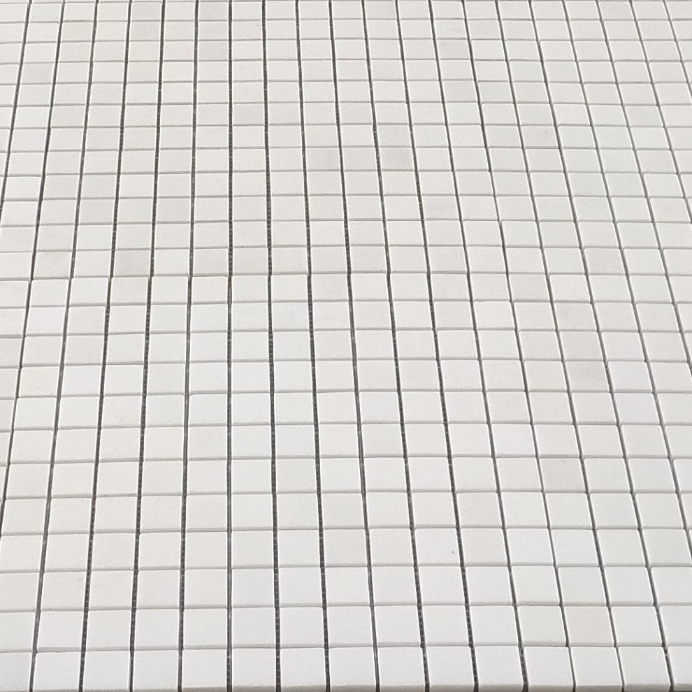 Greek Thassos White Marble 1x1 Square Mosaic Wall Floor Tile Honed, 1 sheet