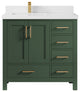 Malibu 36 Left Offset Bath Vanity in Lafayette Green 2" White Quartz