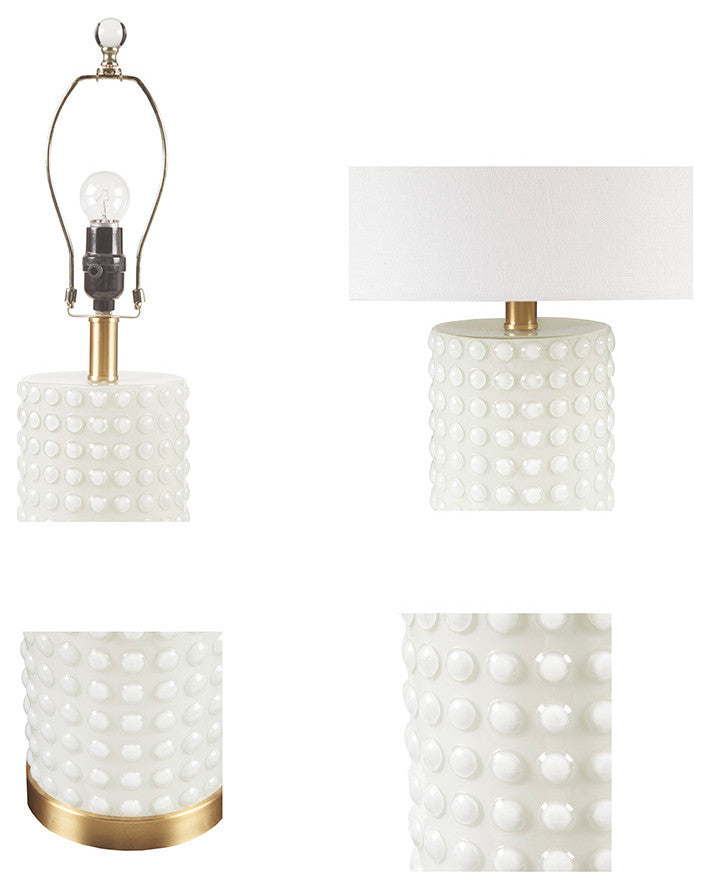 INK+IVY Grace Ivy Textured Dot Table Lamp, White/Gold