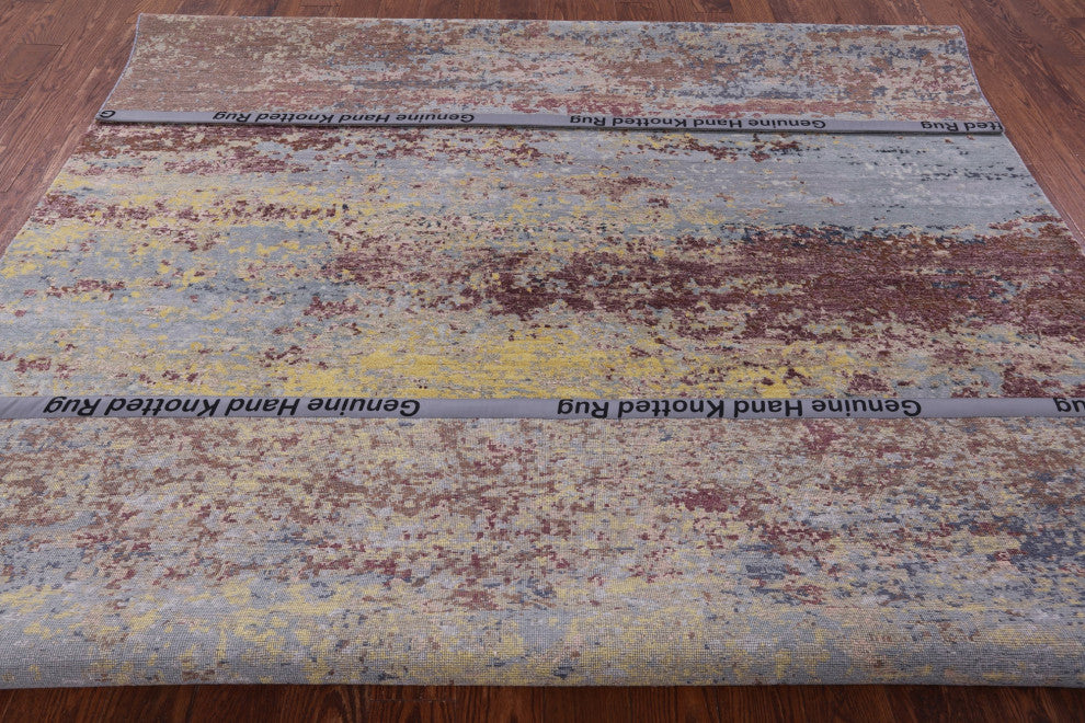 Abstract Hand Knotted Wool & Silk Rug 7' 11" X 10' 0" - Q14867