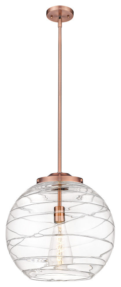 Deco Swirl Pendant, Antique Copper, Clear Deco Swirl, Clear Deco Swirl