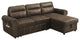 Hugo Brown Reversible Sleeper Sectional Sofa Chaise With USB Charger