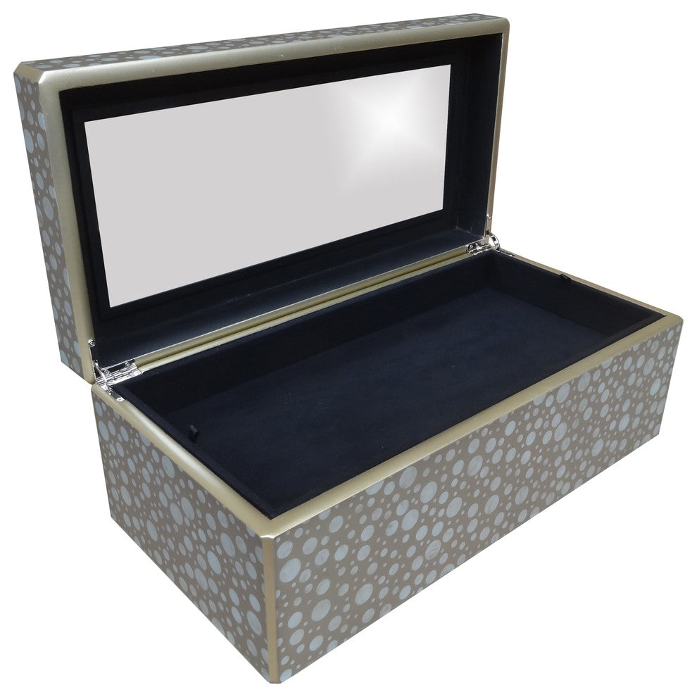 Reverse Painted Mirror Box in Sand Dots, Large