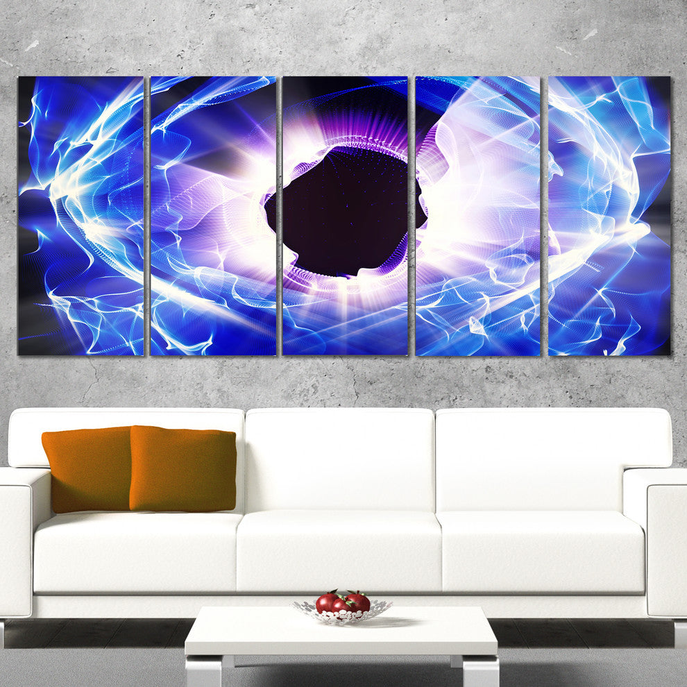 "Fractal Blue Light Shine" Abstract Digital Art Canvas Print, 5 Panels