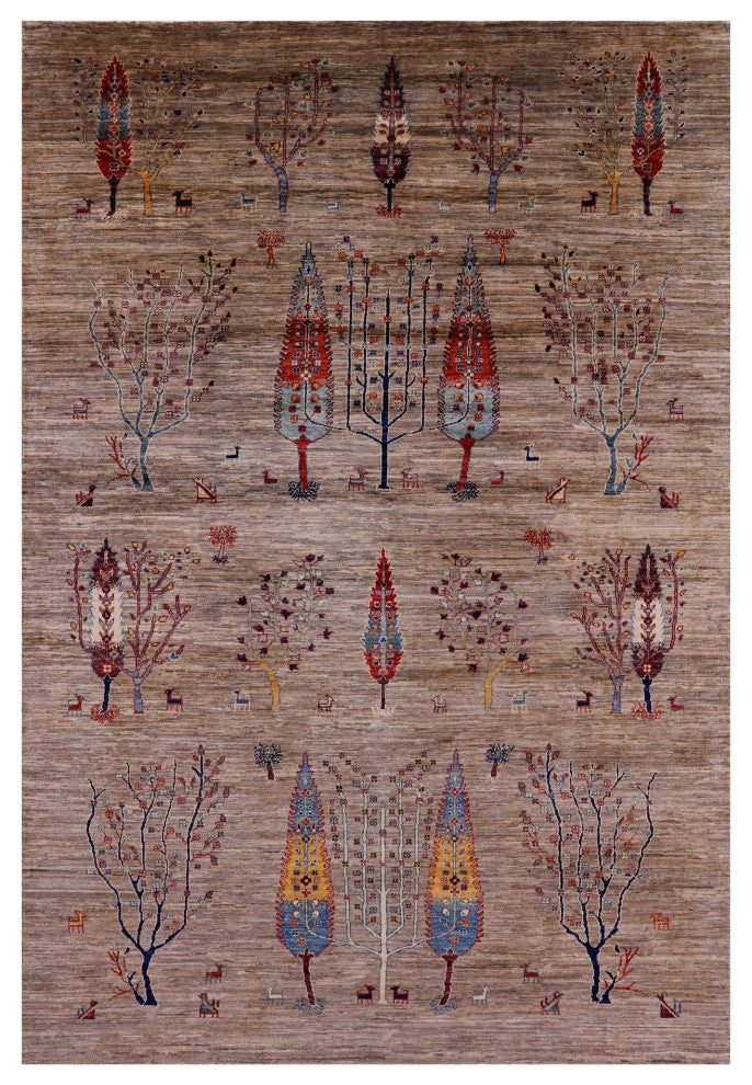 Tribal Persian Gabbeh Hand Knotted Rug 6' 7" X 9' 8" Q5260