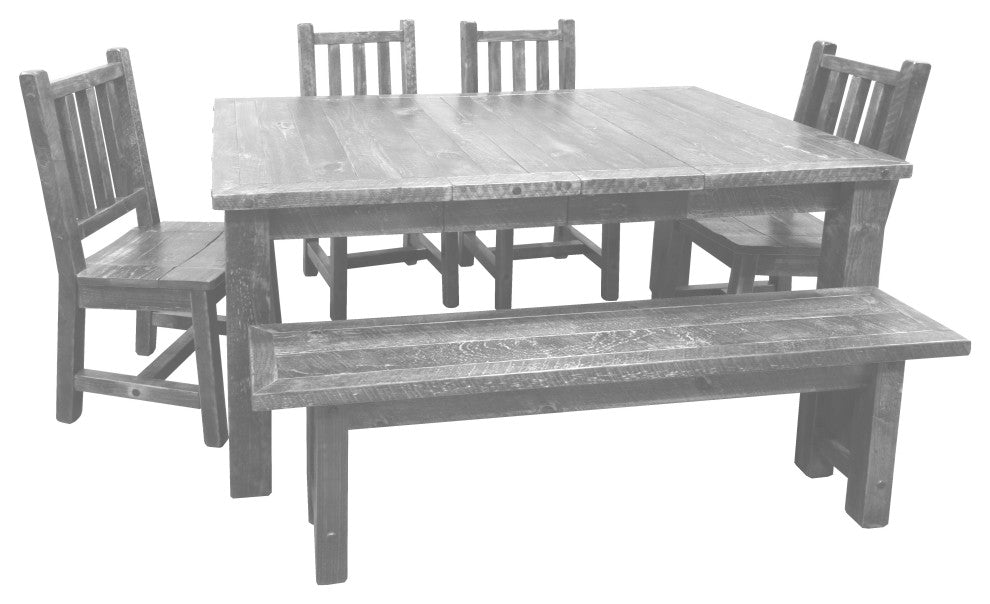 Rustic Barn Wood Style Timber Peg Extension Dining Set, Thunder White, 2-Leaf 42" X 66"