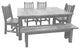 Rustic Barn Wood Style Timber Peg Extension Dining Set, Thunder White, 2-Leaf 42" X 66"
