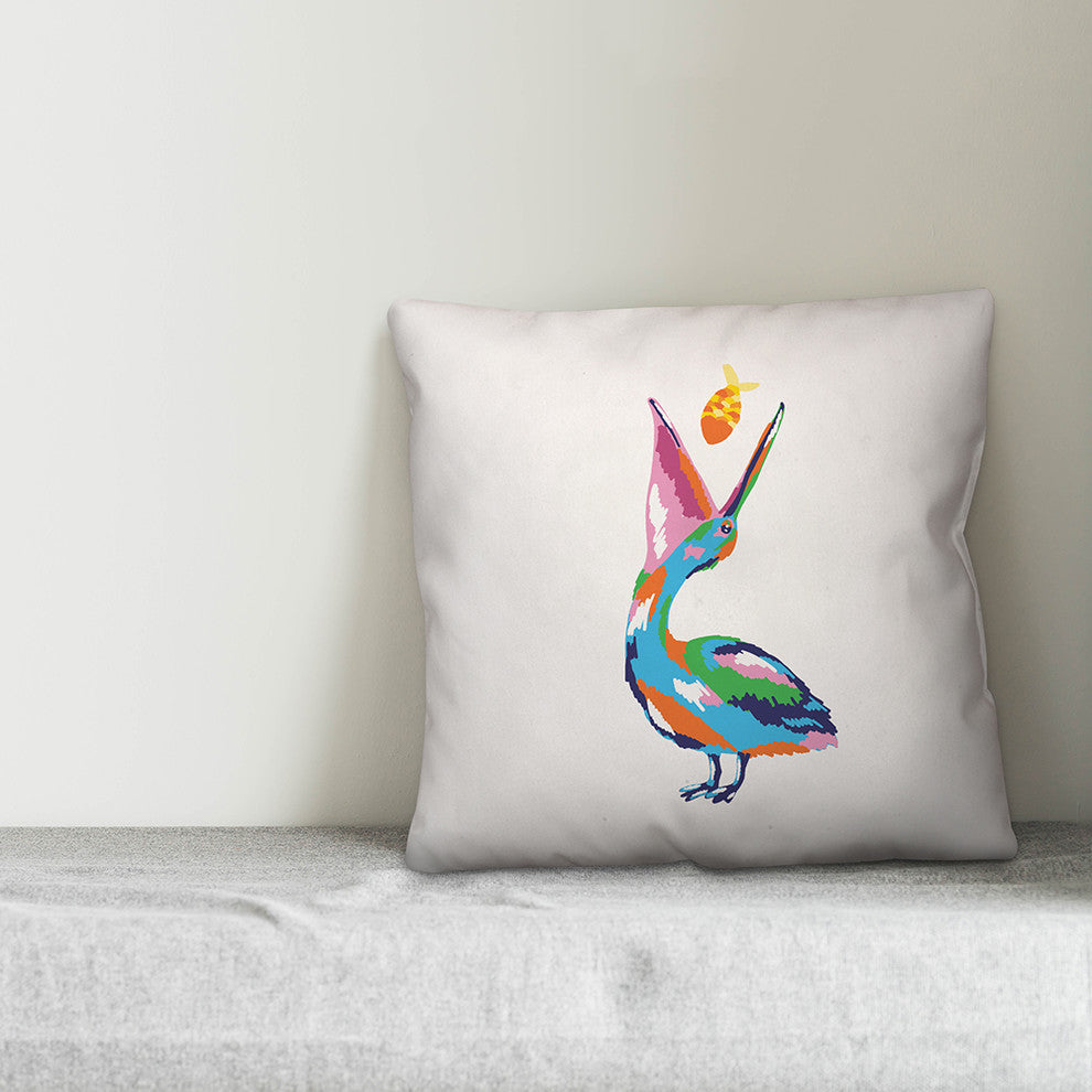 Painterly Pelican 18x18 Throw Pillow